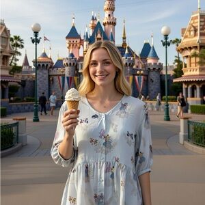 Cinderella large top Floral Button-Up Women's Top